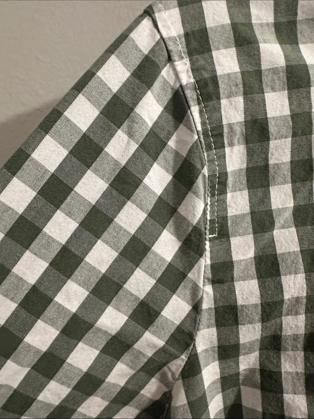 J. Crew Green and White Gingham Button-Down Shirt